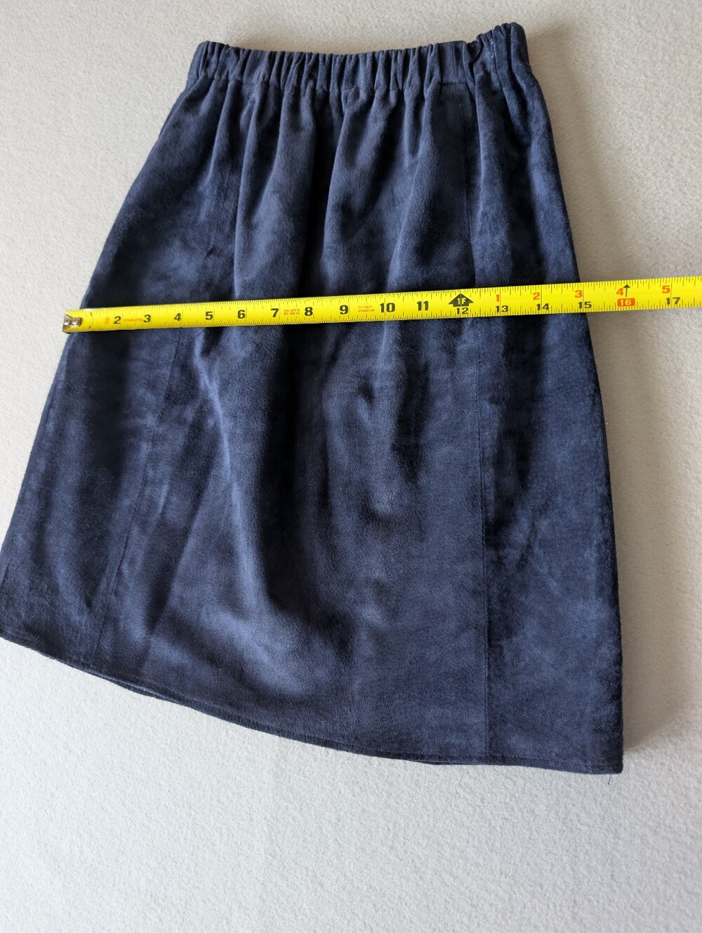 Leather City Navy Genuine Suede Mini Skirt Sz Small Edgy Avante Garde Tailored image 9